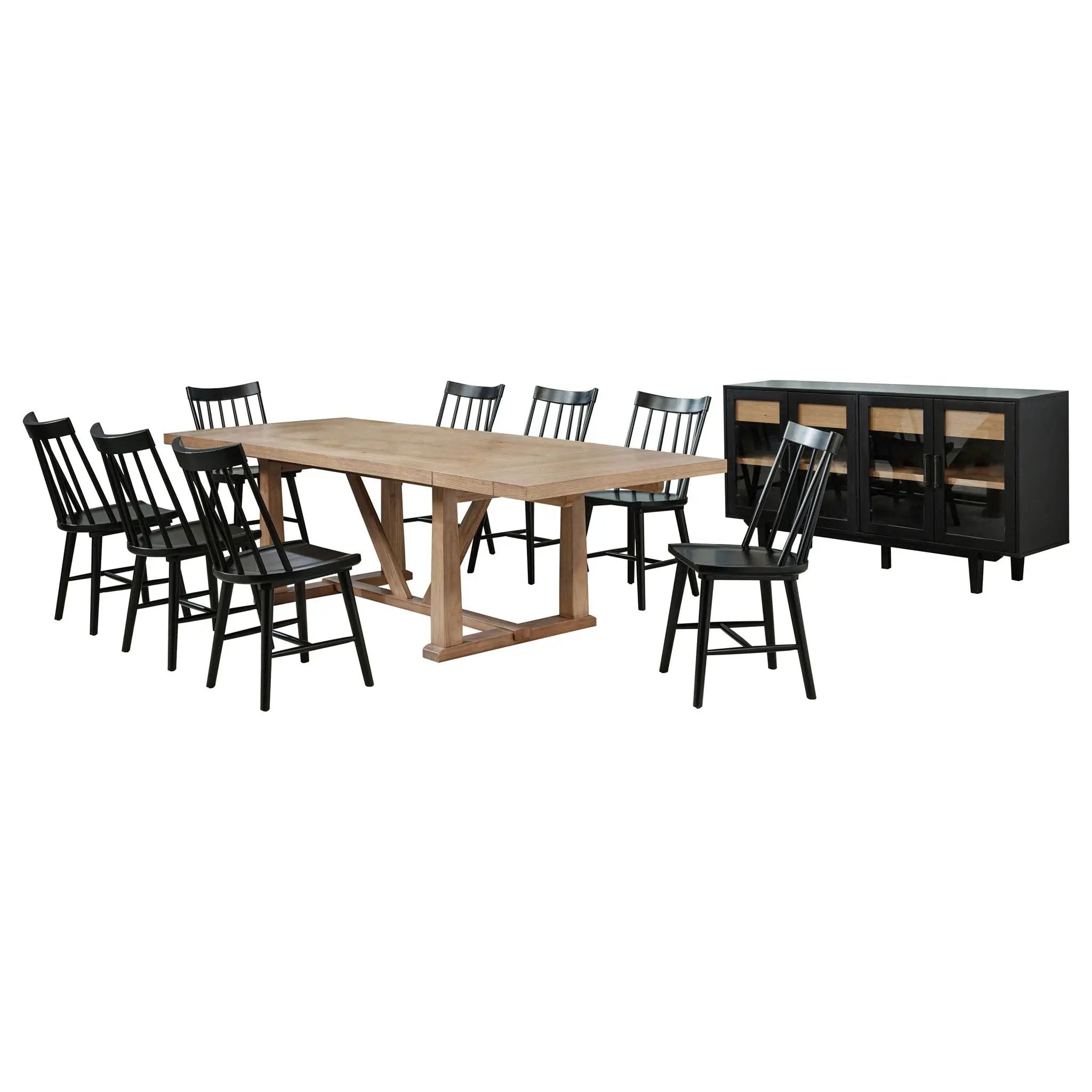 Middleton 10-piece Extension Leaf Dining Set Natural Brown and Black by Unique Piece Furniture