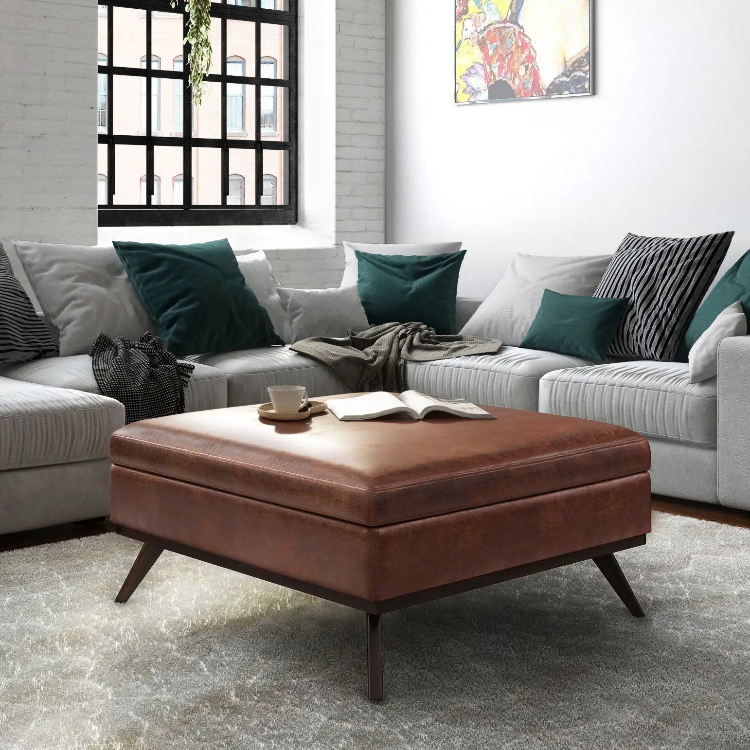 Owen - Multifunctional Square Coffee Table Storage Ottoman by Unique Piece Furniture