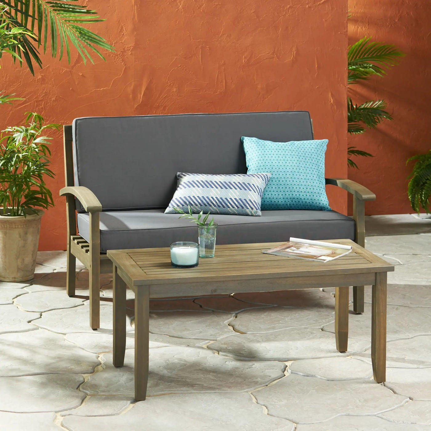 Outdoor Chat Set With Coffee Table and Loveseat by HouseOfZazla