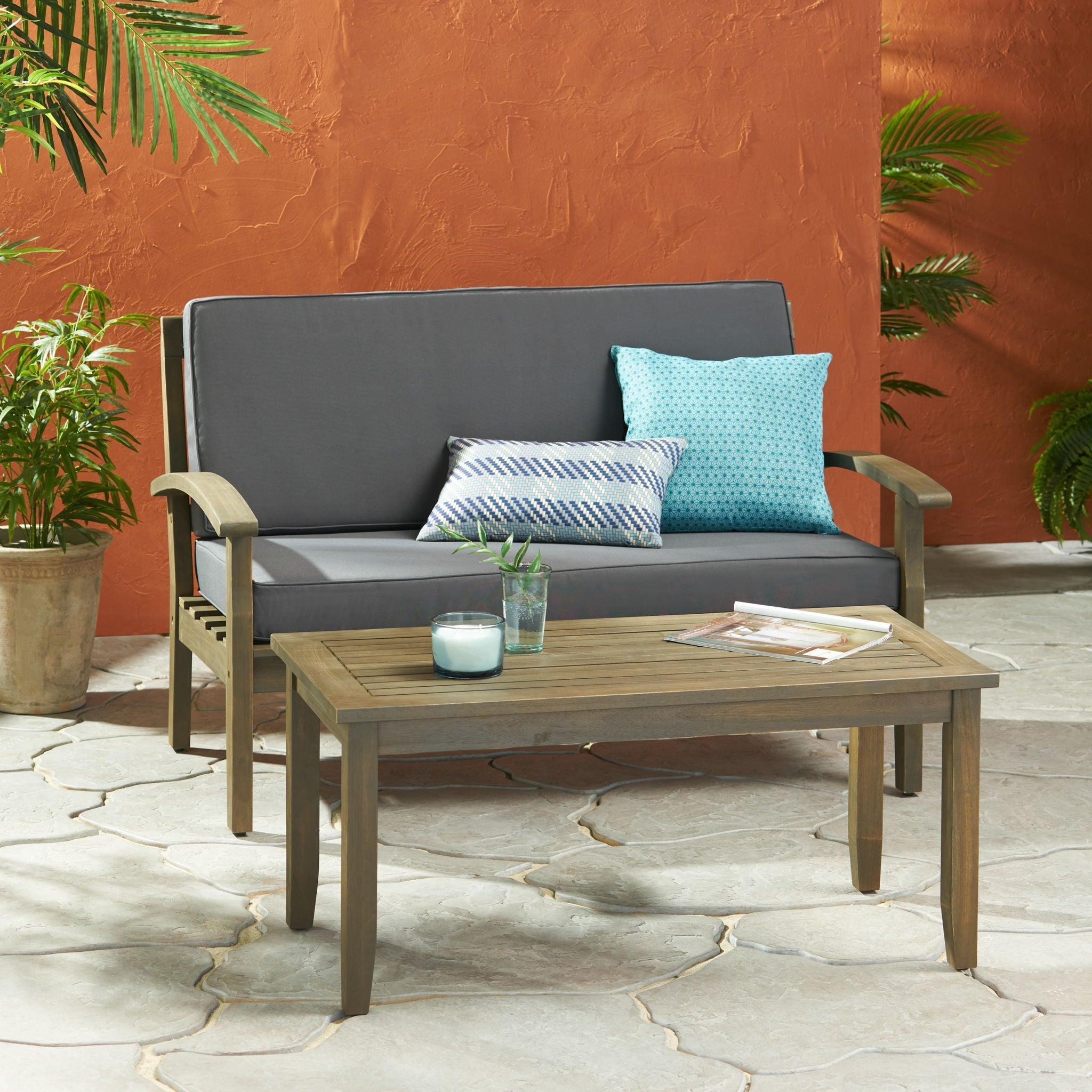 Outdoor Chat Set With Coffee Table and Loveseat by HouseOfZazla