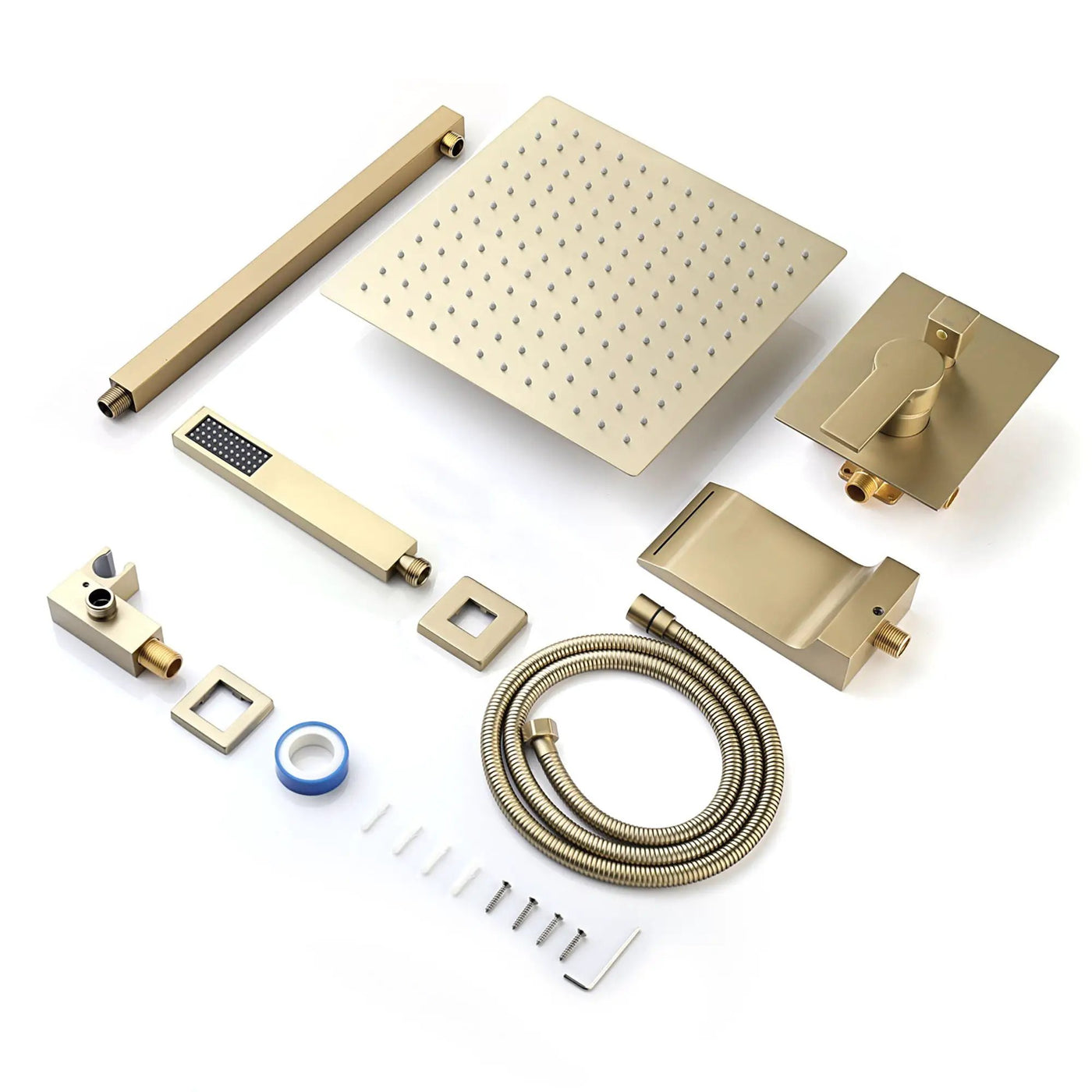 Tub Shower Faucet Set With 12" Rain Shower Head And Handheld Spray Combo by HouseOfZazla