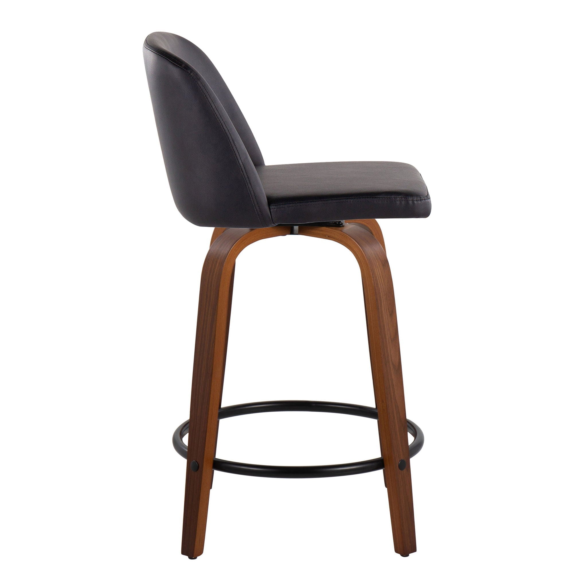 Toriano - Mid Century Modern, Fixed Height Counter Stool & Swivel And Round Footrest (Set of 2) by HouseOfZazla