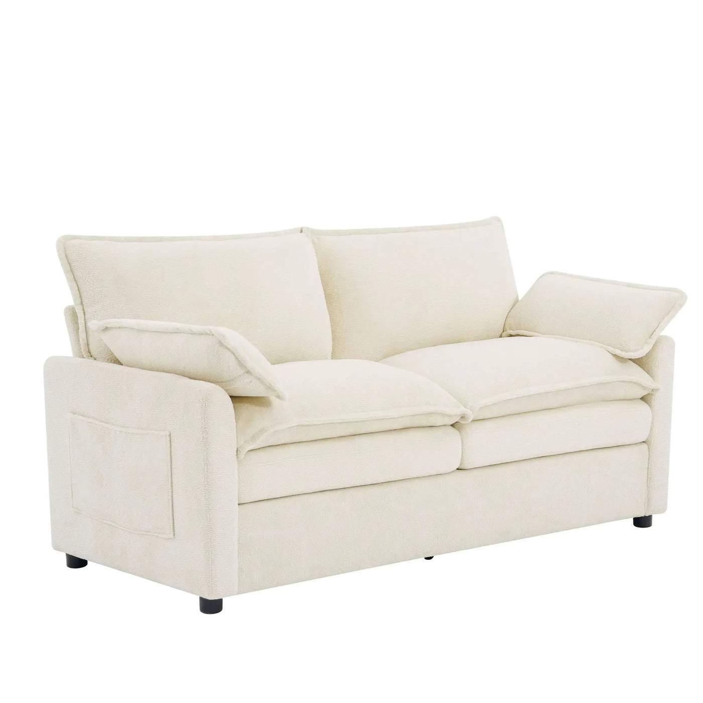 Modern Loveseat Sofa, Upholstered Couch With Side Storage Pockets by HouseOfZazla