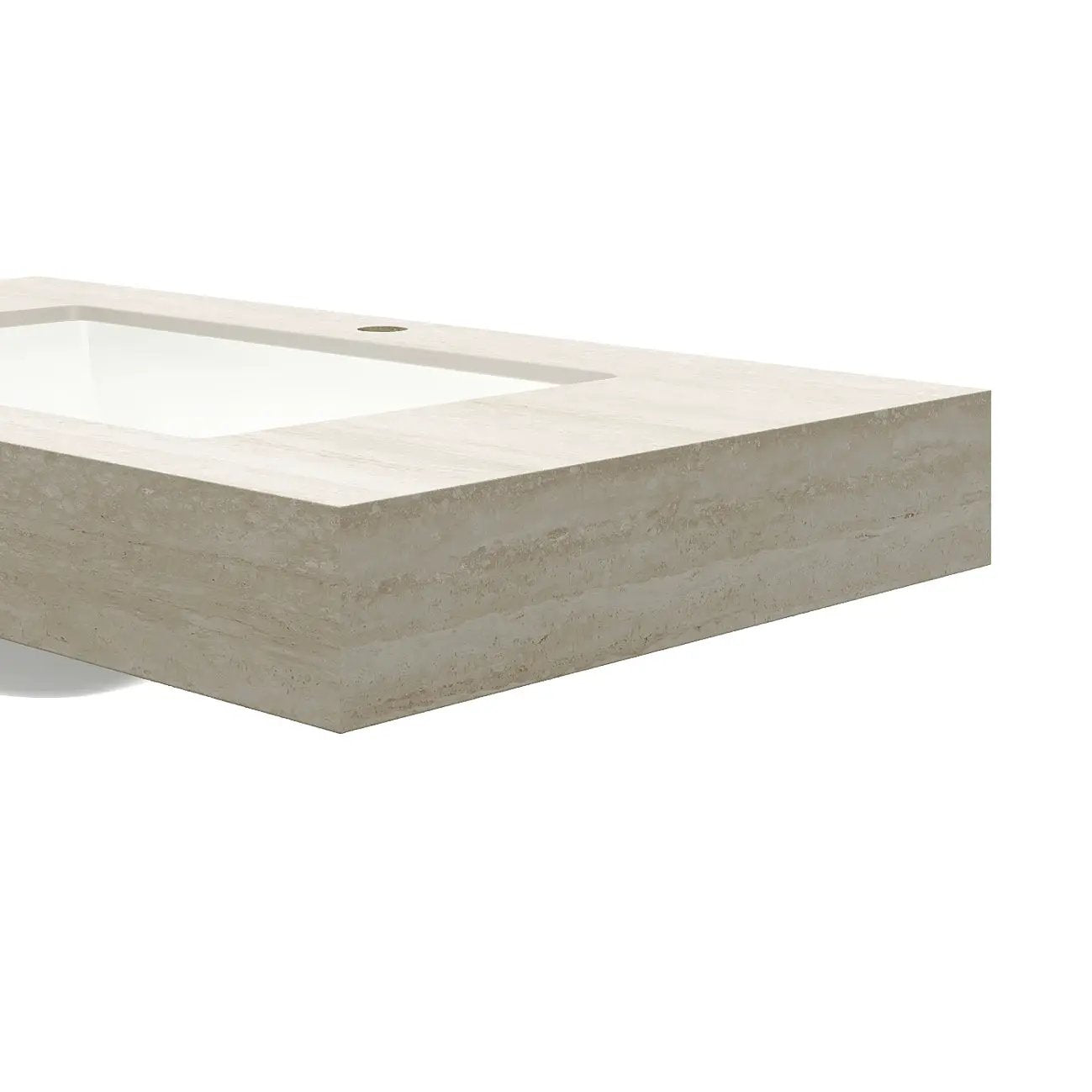36" Roma Travertine-Pattern Sintered Stone Countertop with Undermount Ceramic Basin by HouseOfZazla