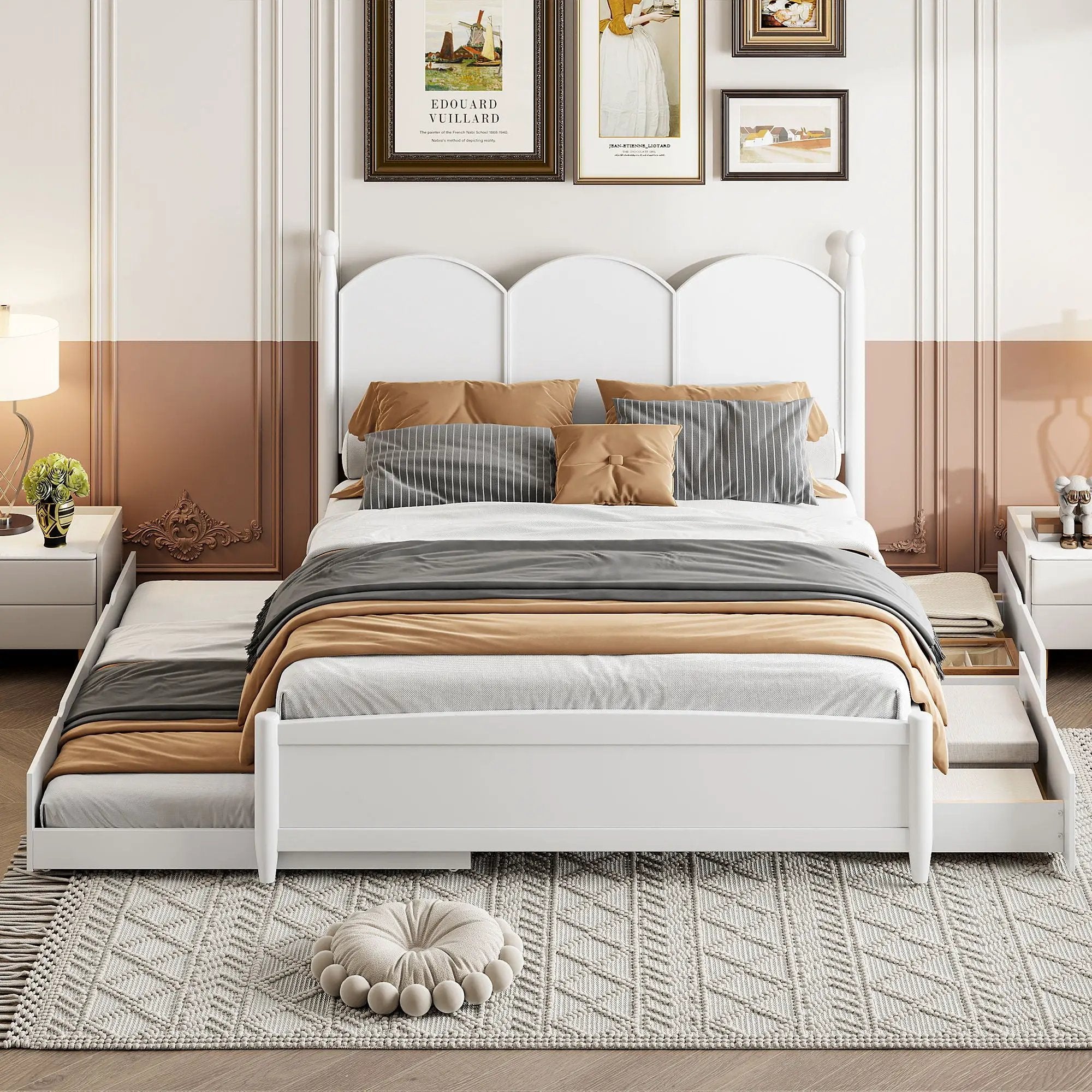 Platform Bed With With 2 Big Drawers And Trundle by Unique Piece Furniture