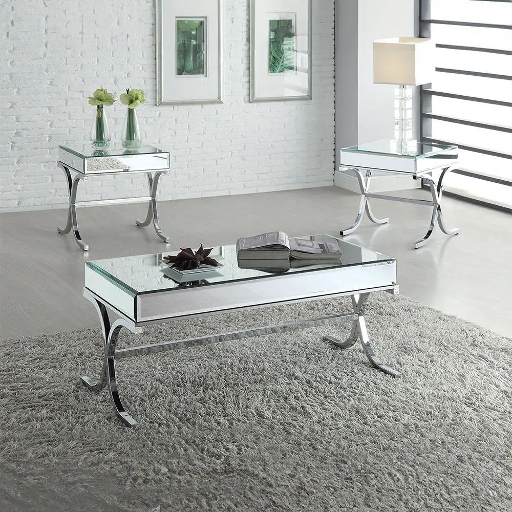 Yuri - End Table - Mirrored & Chrome by Unique Piece Furniture