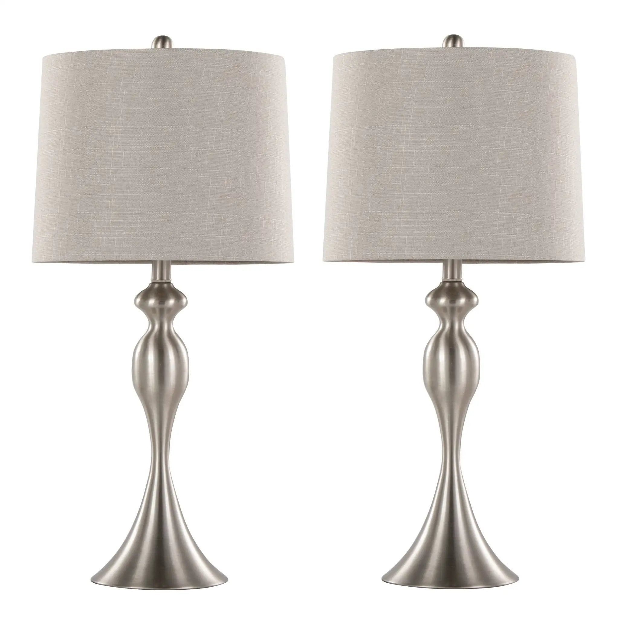Ashland - Contemporary Table Lamp (Set of 2) - Nickel / Light Gray by HouseOfZazla