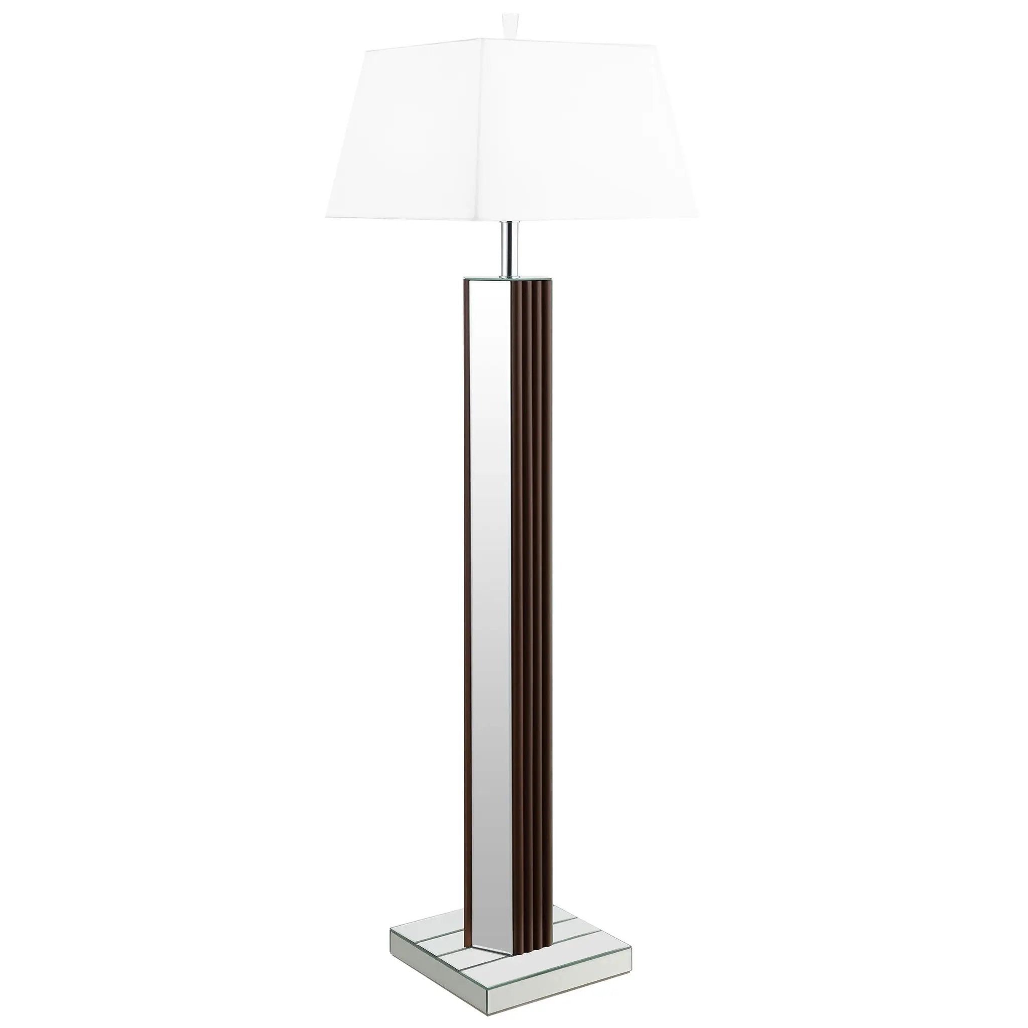 Elena 67-inch Square Tapered Mirrored Floor Lamp Brown by Unique Piece Furniture