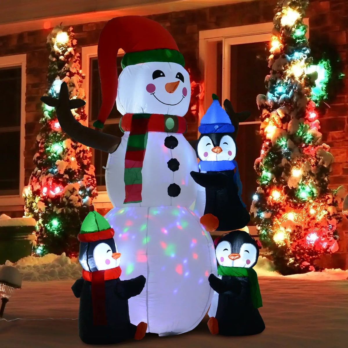HOMCOM 6' Christmas Inflatable Snowman with Penguins, photo 7 of 9