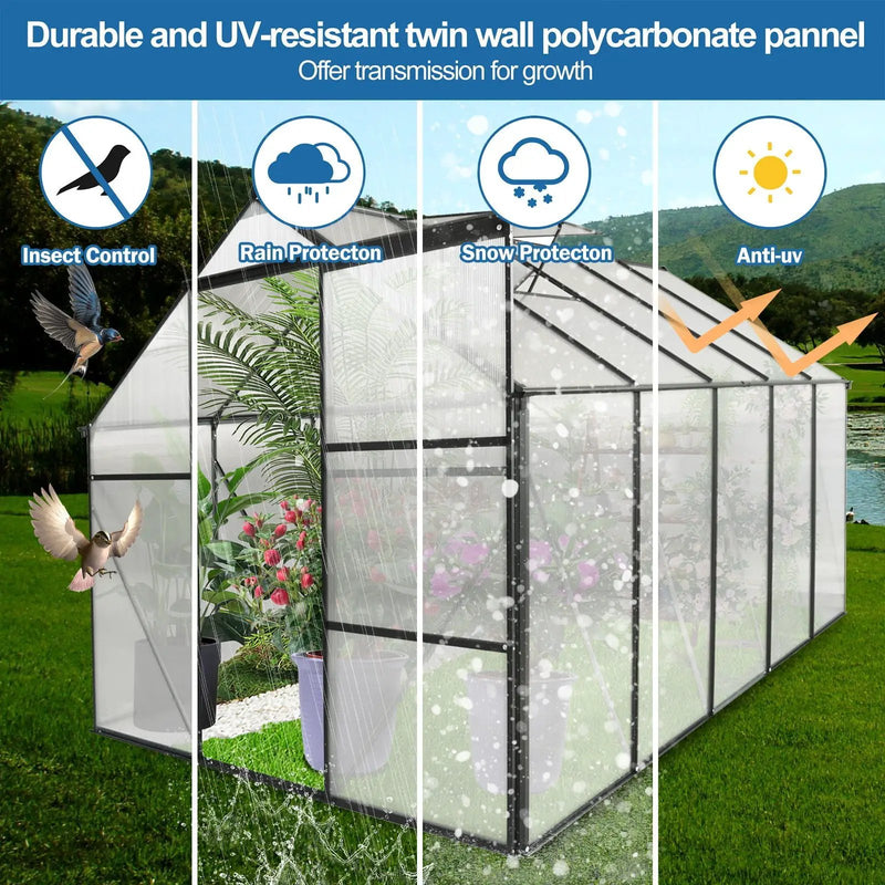 Polycarbonate house Raised Base And Anchor Aluminum Heavy Duty Walk-In houses For Outdoor Backyard In All Season by HouseOfZazla