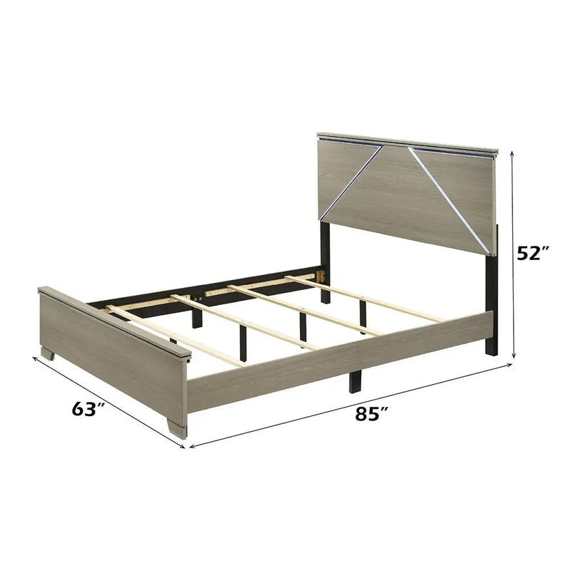 Joanna - Queen Bed With LED - Weathered Gray by Unique Piece Furniture