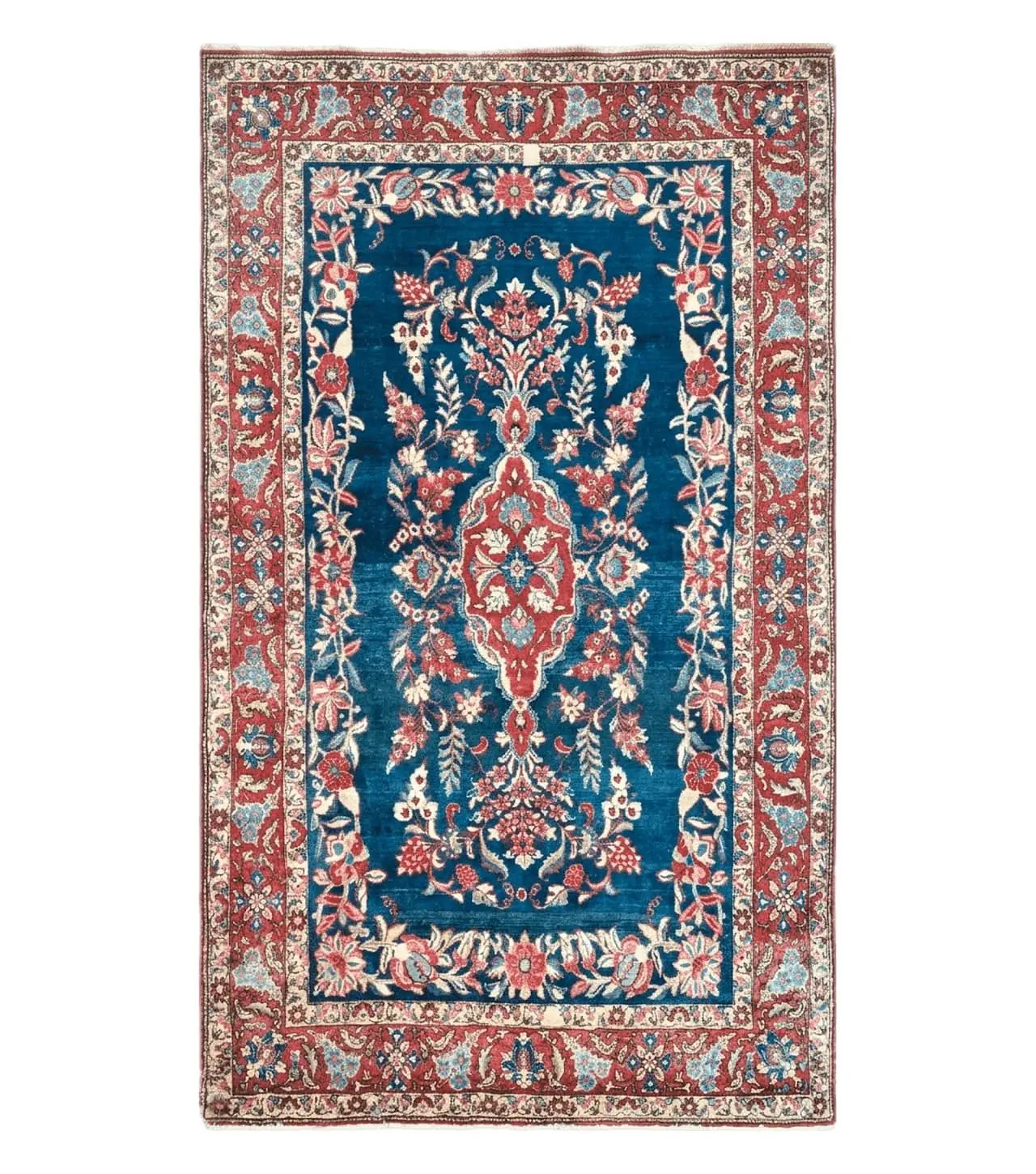 4' X 7' Vintage Handmade Turkish Wool Rug Flowers Birds Tree Of Life Blue Red by Jewel Rugs