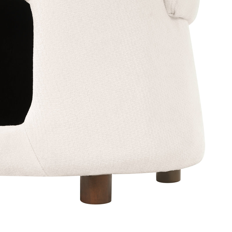 Beige Pet Friendly Chair with Hidden Pet Nook, Convertible Stool, Storage Seat by HouseOfZazla