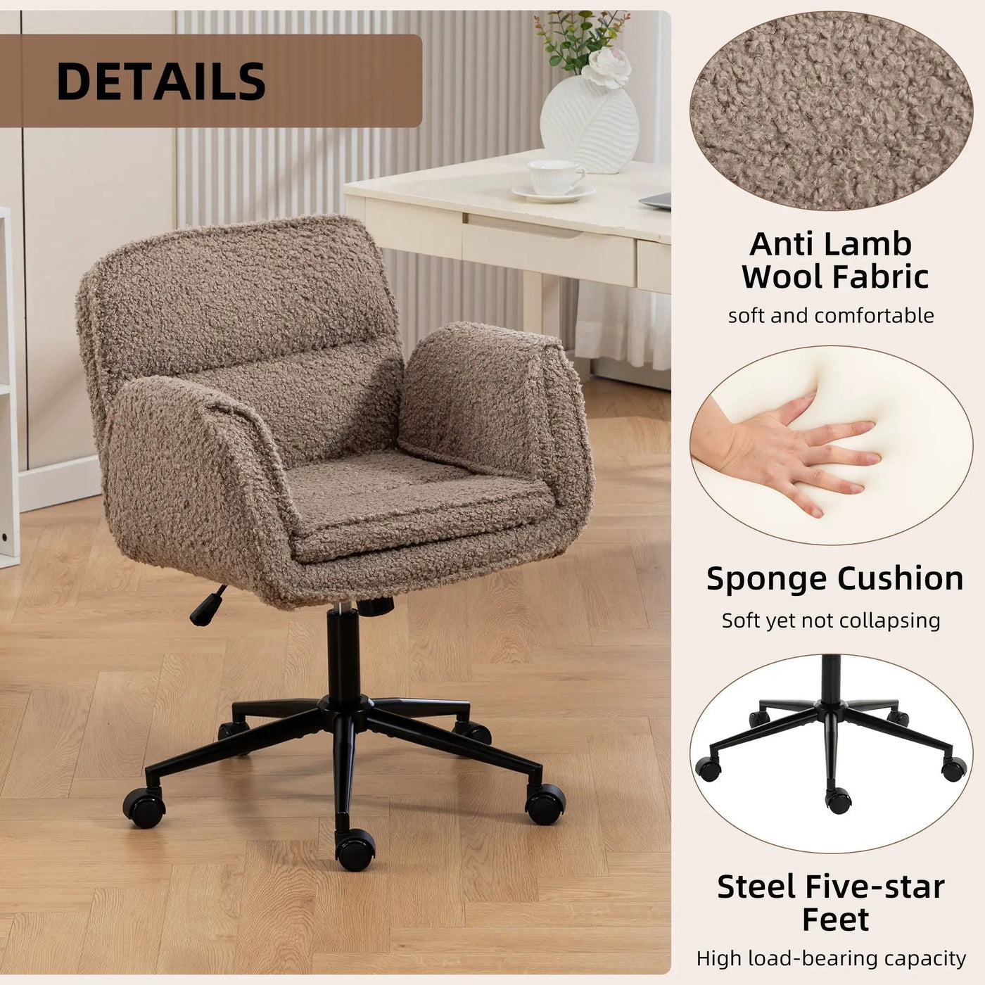 Criss Cross Swivel Desk Chair With Adjustable Armrests & Wheels For Home Office by HouseOfZazla