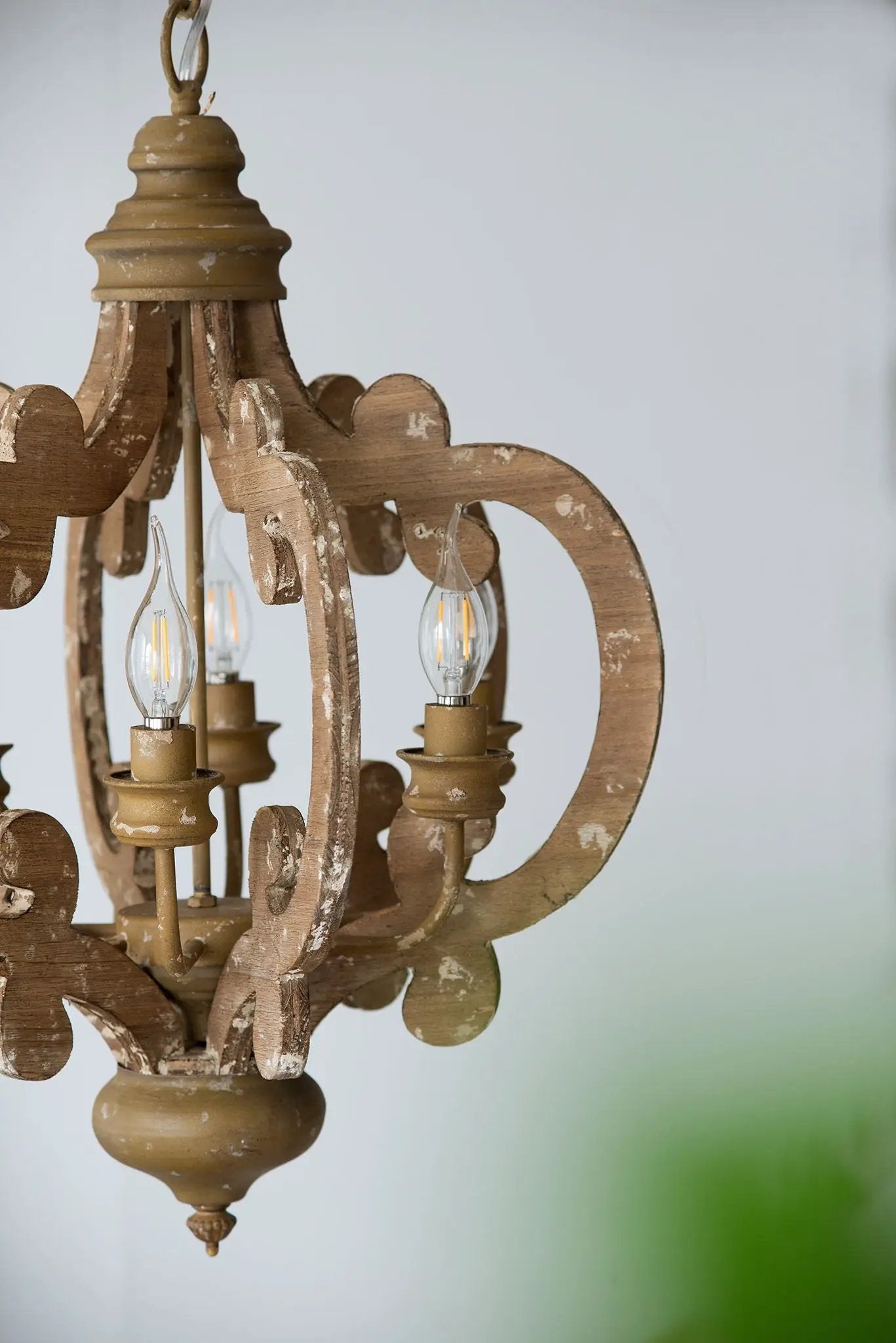 Farmhouse Chandelier, 6 Light Wood Chandelier Pendant Light Fixture With Adjustable Chain For Dining Room Living Room Entryway, Bulb Not Included by Unique Piece Furniture