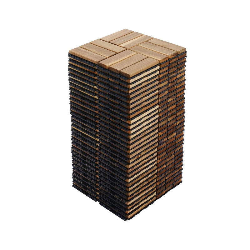 Interlocking Deck Tiles Checker Pattern, Square Acacia Hardwood Outdoor Flooring For Patio, Bancony, Pool Side by HouseOfZazla