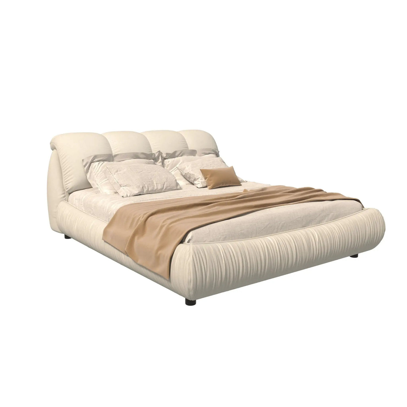 Luxury Upholstered Platform Bed With Oversized Padded Backrest And Solid Wood Frame by HouseOfZazla