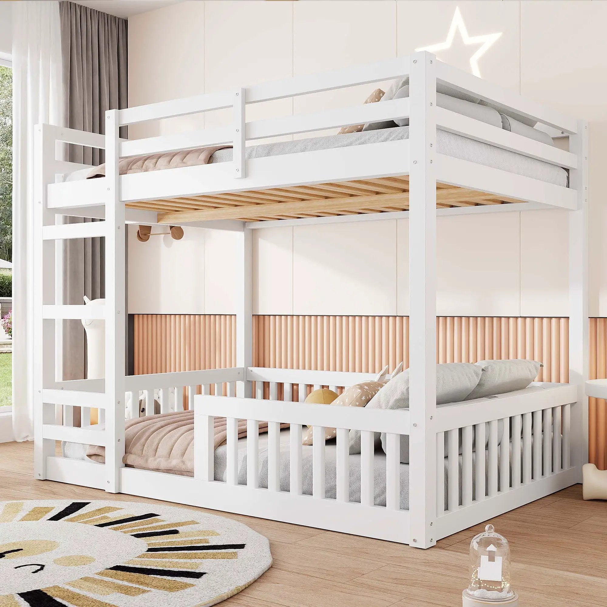 Stylish Bunk Bed With Ladder And Guardrails by Unique Piece Furniture
