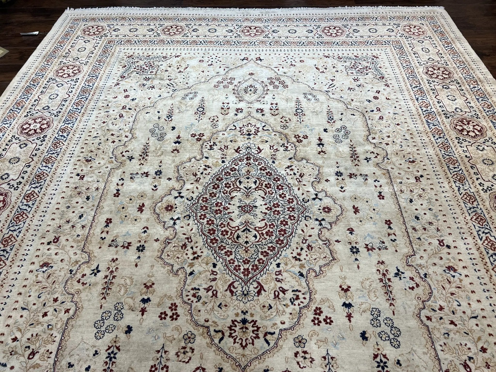 Pak Persian Rug 9x11, Very Fine Hand Knotted Oriental Carpet, Haji Jalili Design, Ivory/Cream, Wool Handmade Room Sized Rug 9 x 11 ft, Nice by Jewel Rugs
