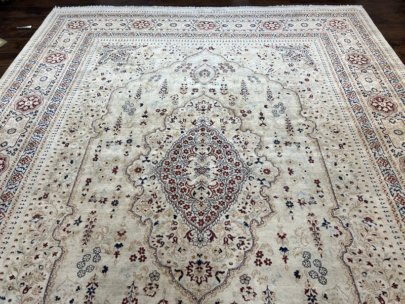 Pak Persian Rug 9x11, Very Fine Hand Knotted Oriental Carpet, Haji Jalili Design, Ivory/Cream, Wool Handmade Room Sized Rug 9 x 11 ft, Nice by Jewel Rugs