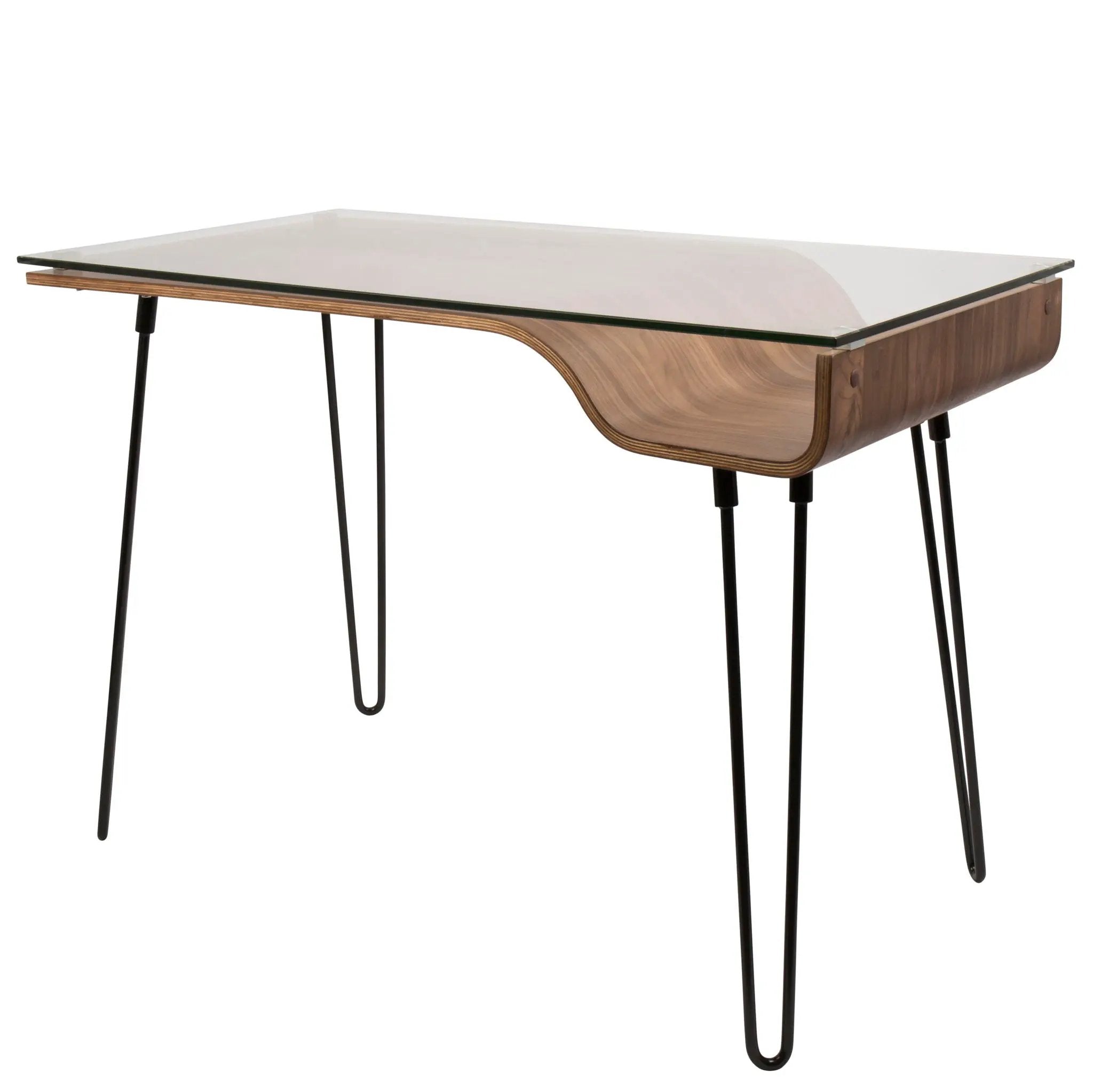 Avery - Mid-Century Modern Desk - Walnut / Clear / Black by HouseOfZazla