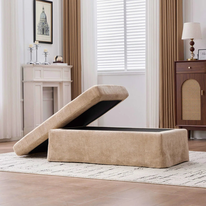 Wide Modern Upholstered Ottoman Foot Stool by Unique Piece Furniture