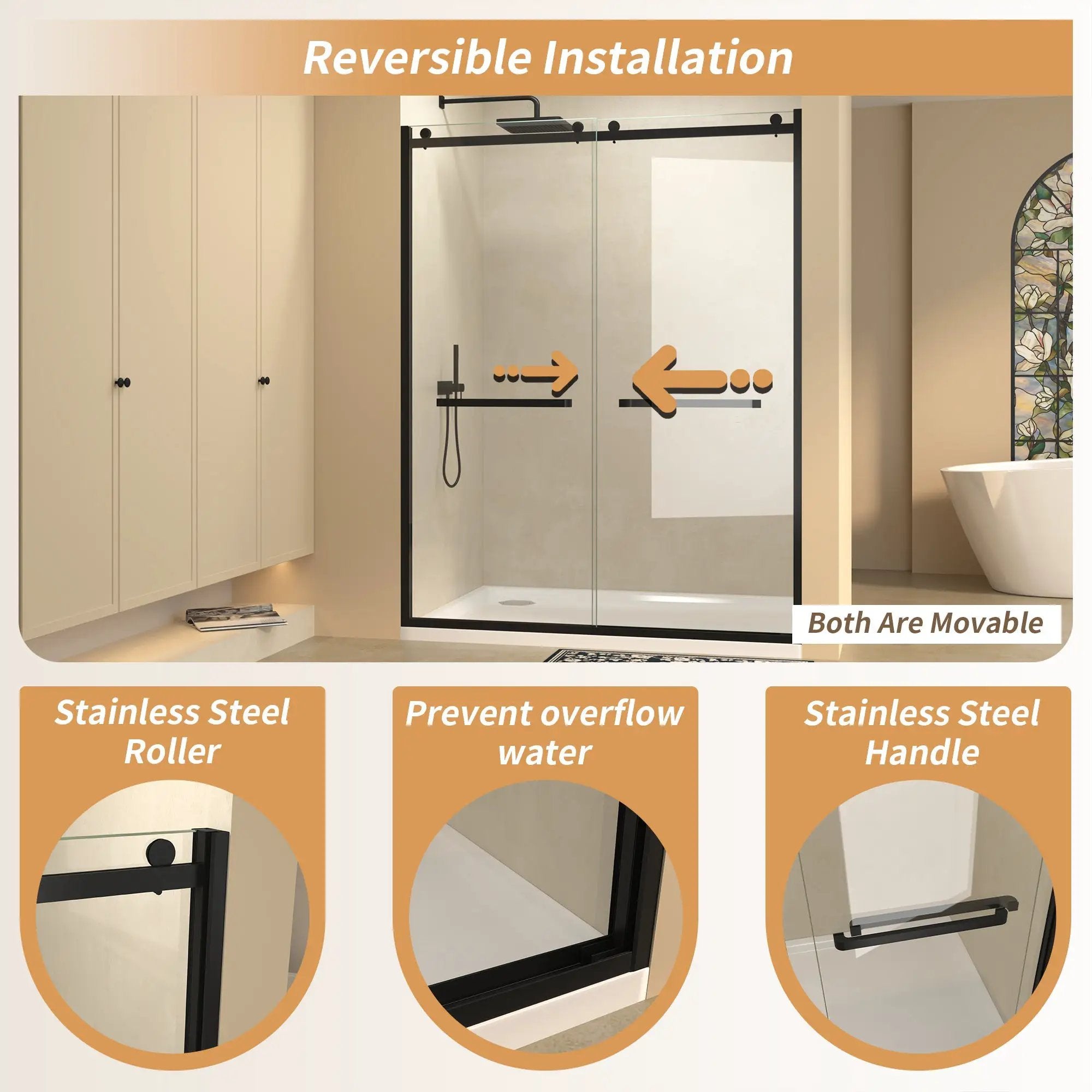 Semi-Frameless Double Sliding Glass Shower Doors by HouseOfZazla
