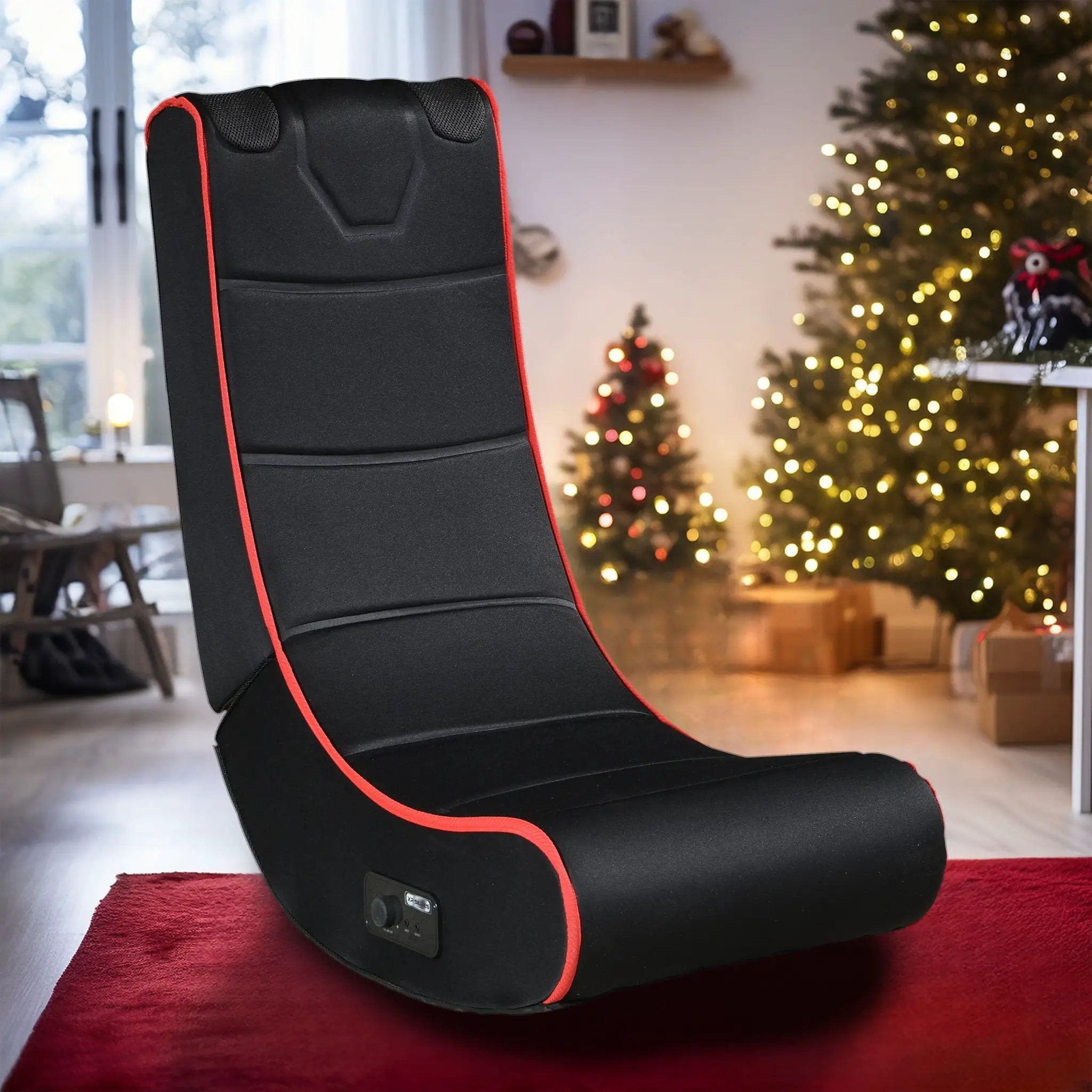 Foldable Gaming Chair With Onboard Speakers, Bluetooth Connection - Black / Red by HouseOfZazla