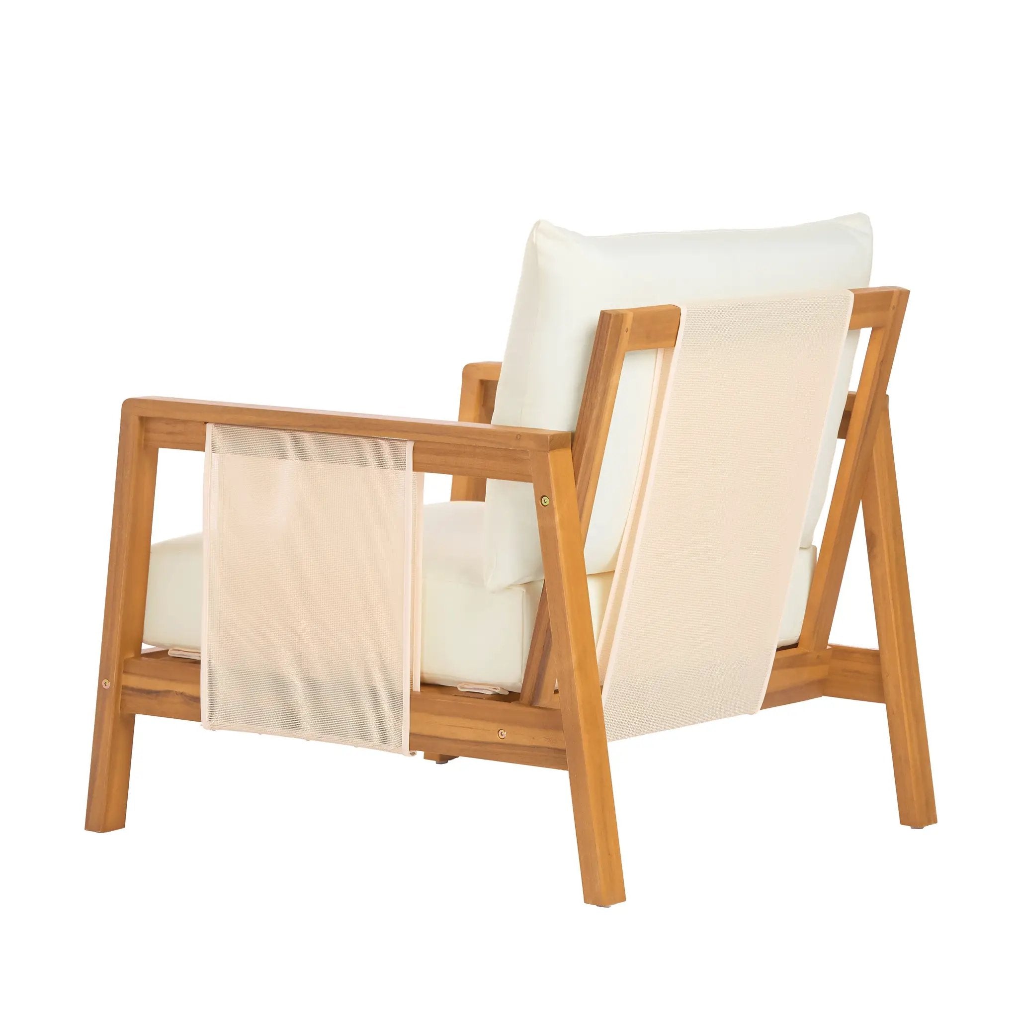 Outdoor Club Chair, Acacia Wood Frame with Textilene Accents by HouseOfZazla
