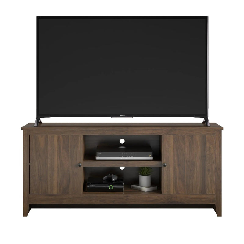 TV Stand For TVs Up To 65" With Open Shelves And Storage Cabinets - Walnut by HouseOfZazla