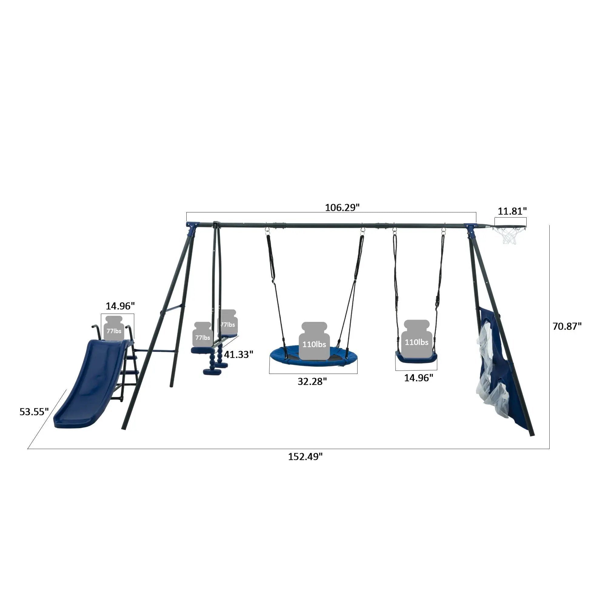 Interesting Six Function Swingset With Net Swing Metal Plastic Safe Swing Set 440Lbs For Outdoor Playground For Age 3+ With 31.5" Net Swing - / by HouseOfZazla