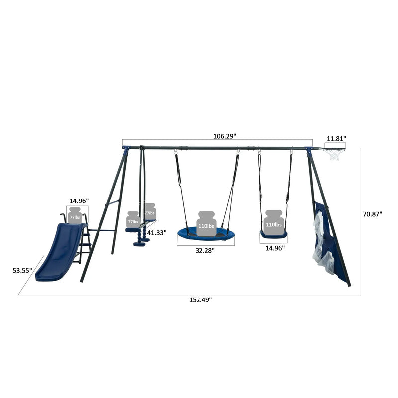 Interesting Six Function Swingset With Net Swing Metal Plastic Safe Swing Set 440Lbs For Outdoor Playground For Age 3+ With 31.5" Net Swing - / by HouseOfZazla