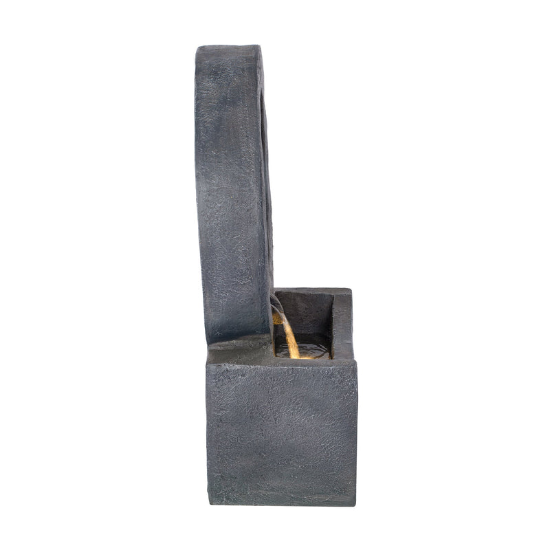 26.77'H Gray Circular Polyresin Outdoor Water Fountain with LED Light by HouseOfZazla