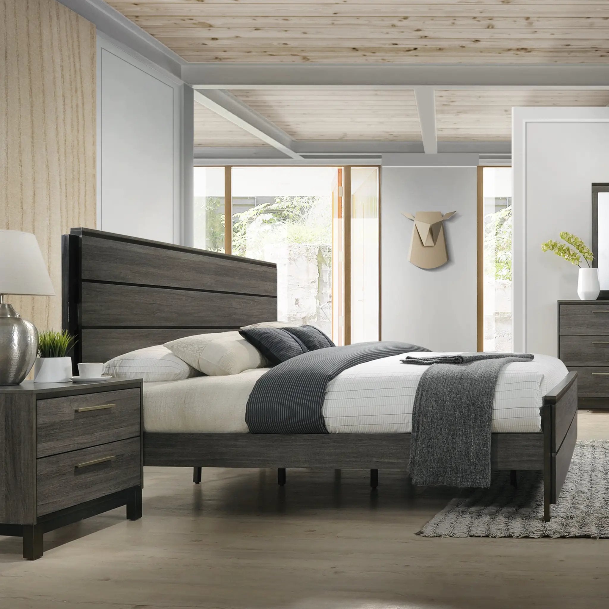 Ioana Contemporary Wood Panel Bed by HouseOfZazla
