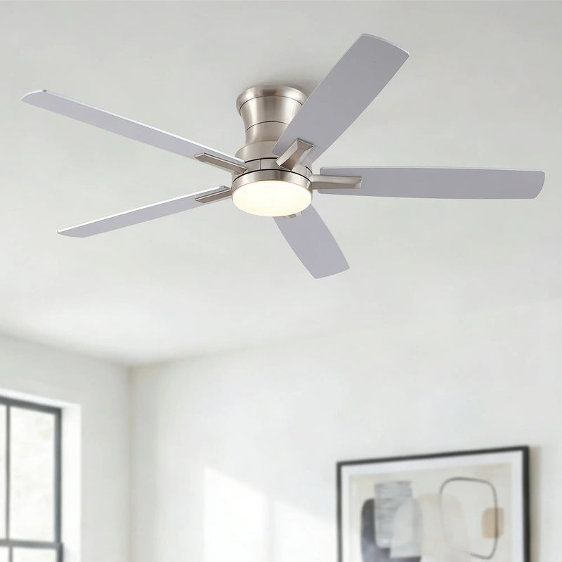 Mordern Flush Mount Ceiling Fan With Light And Remote Control by HouseOfZazla