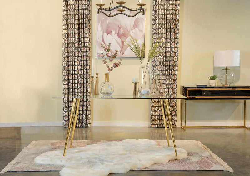 Gilman Rectangular 64-inch Glass Top Dining Table Gold by Unique Piece Furniture