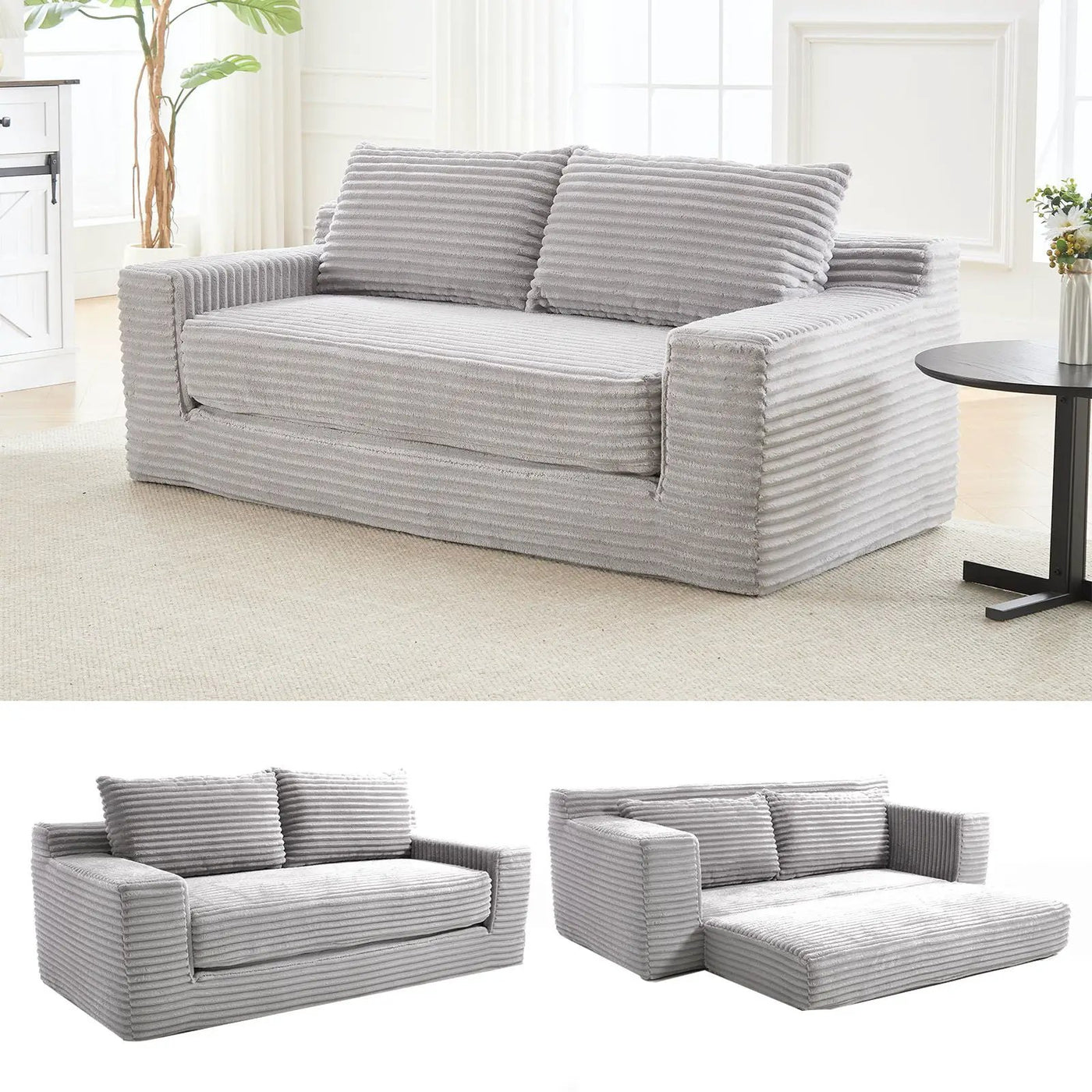 Convertible Loveseat Sofa Bed With Memory Foam & Steel Frame by Unique Piece Furniture