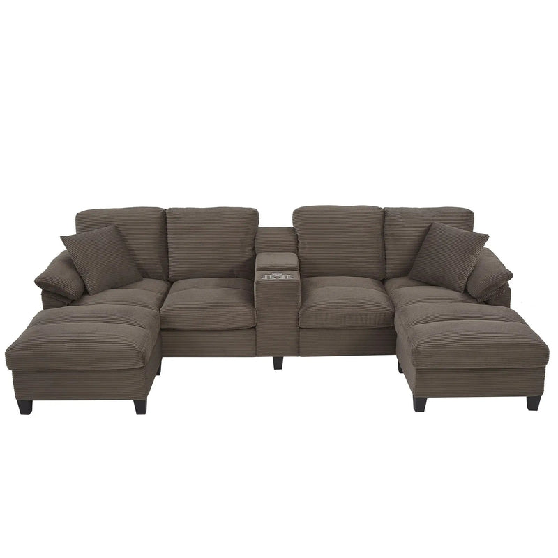 Modern U-Shaped Sectional Sofa With Storage Ottomans by Unique Piece Furniture