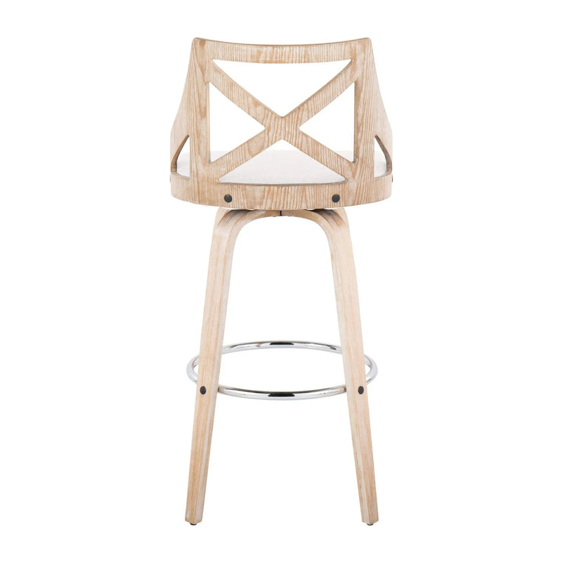 Charlotte - Farmhouse Fixed Height Bar Stool With Swivel And Round Footrest (Set of 2) by Unique Piece Furniture