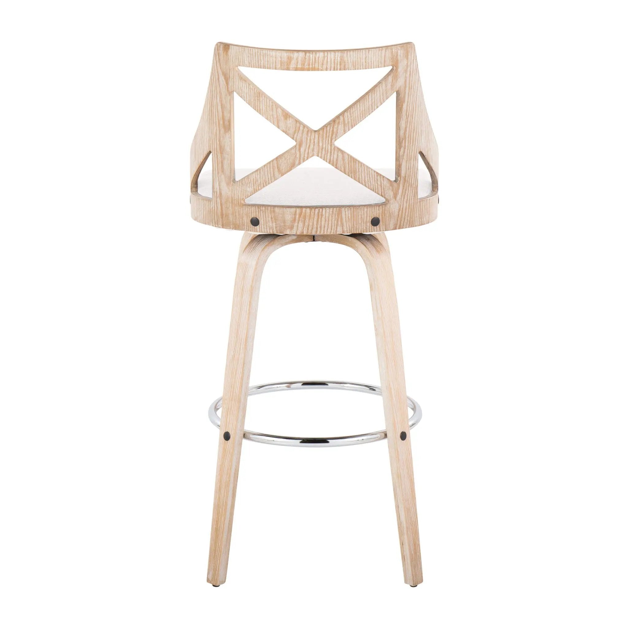 Charlotte - Farmhouse Fixed Height Bar Stool With Swivel And Round Footrest (Set of 2) by HouseOfZazla