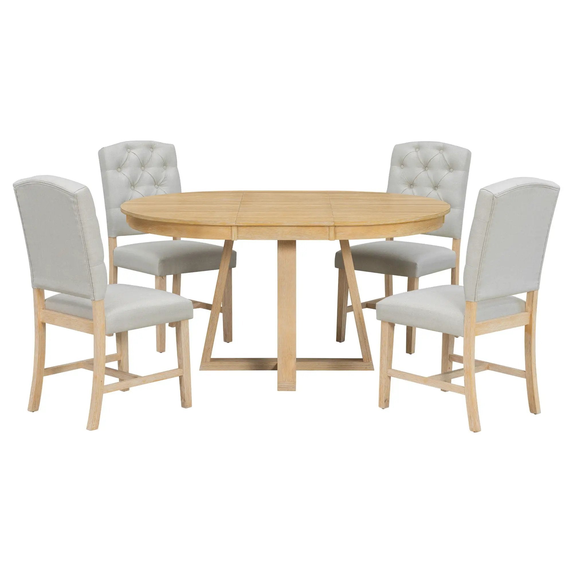 Dining Set With Leaf Round Table And 4 Upholstered Chairs by Unique Piece Furniture