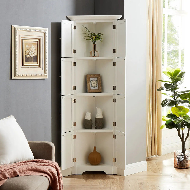 Tall Storage Cabinet With Doors And 4 Shelves For Living Room, Kitchen, Office, Bedroom, Bathroom, Modern by Unique Piece Furniture