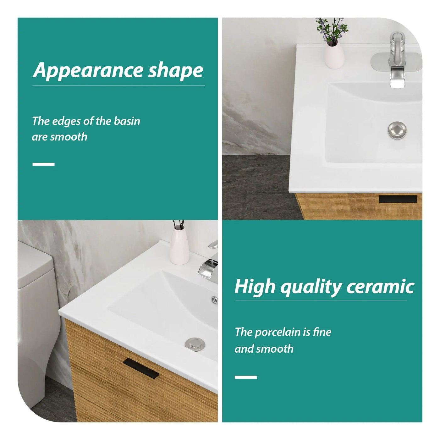 Premium Rectangular Vanity Top With Single Faucet Hole And Overflow by HouseOfZazla