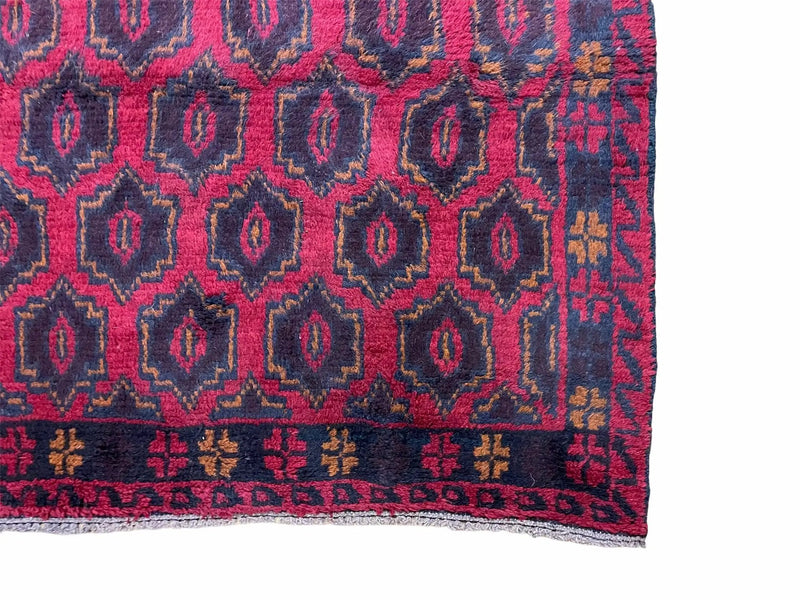 2' 10" X 4'7" Vintage Handmade Tribal Wool Rug Balouchi Rug Afghan Rug Red Blue by Jewel Rugs
