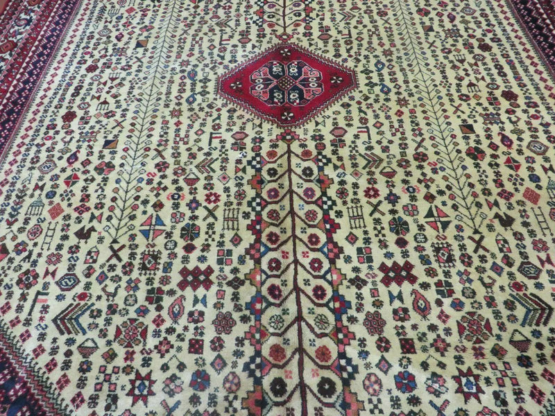 7' X 10' Vintage Handmade Indian Floral Wool Rug Hand Knotted Carpet Ivory Red by Jewel Rugs