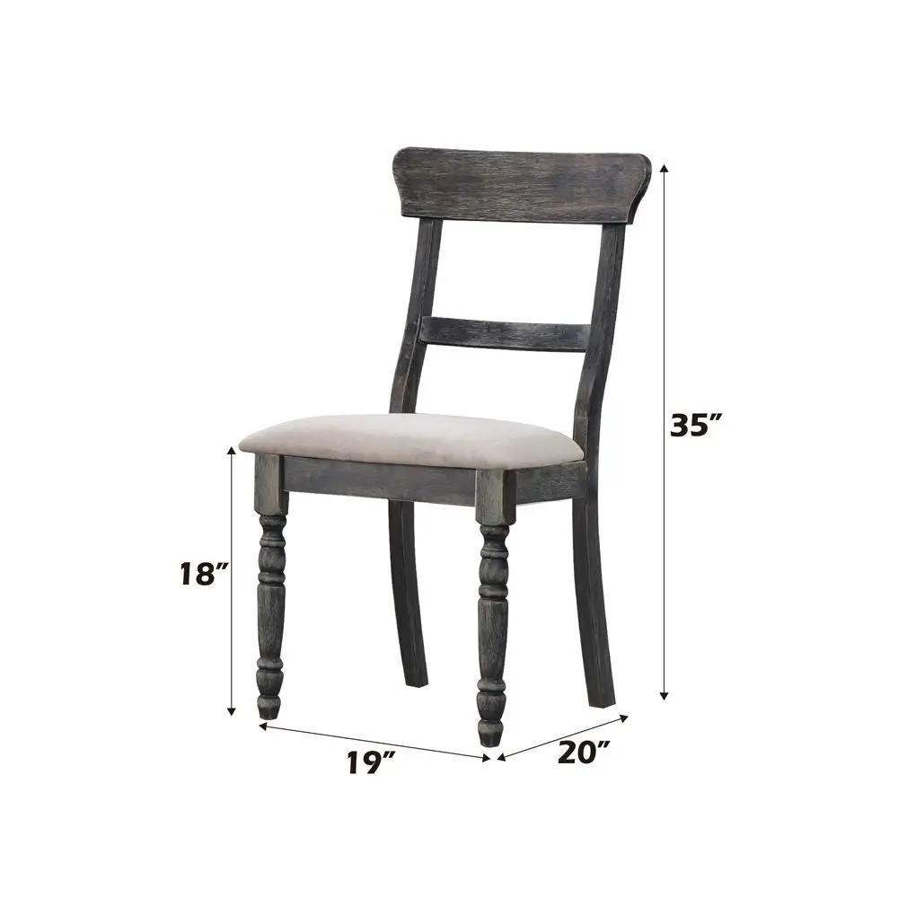 Leventis - Side Chair (Set of 2) - Light Brown Linen & Weathered Gray by Unique Piece Furniture