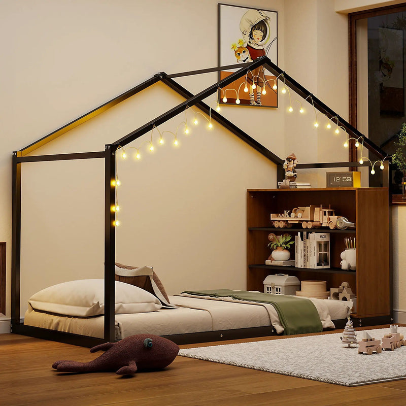 Bed House Frame With Shelves And Lights by Unique Piece Furniture