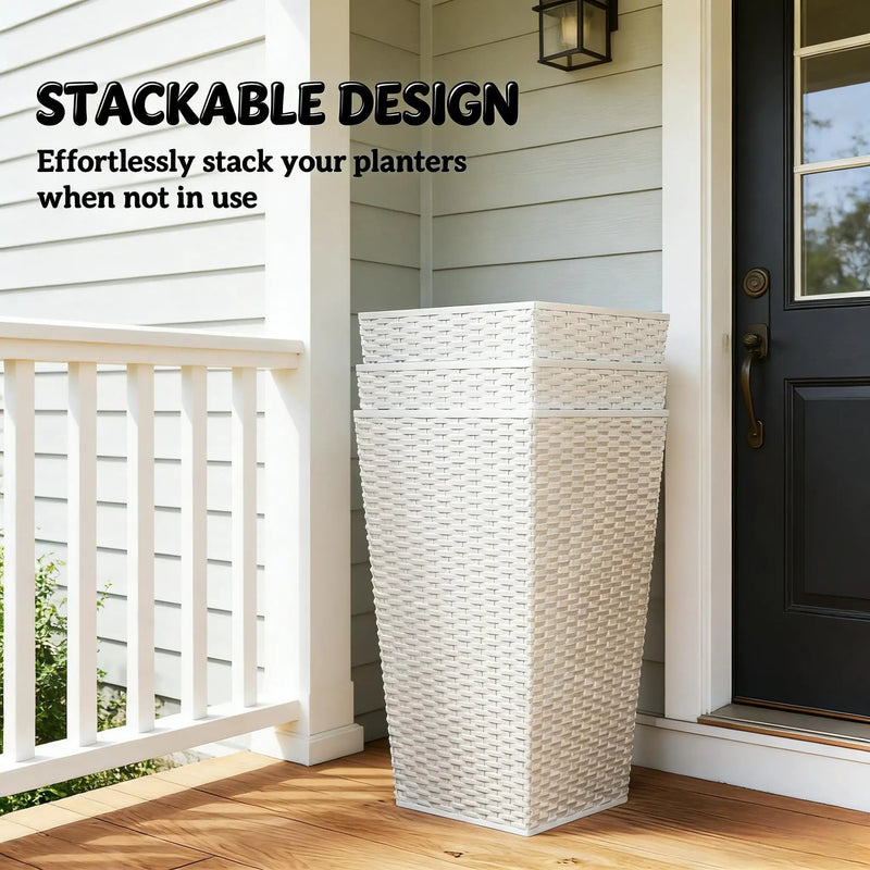 Spacious Plant Pots, Plants Box Set of 3, Tall Planters Box by HouseOfZazla