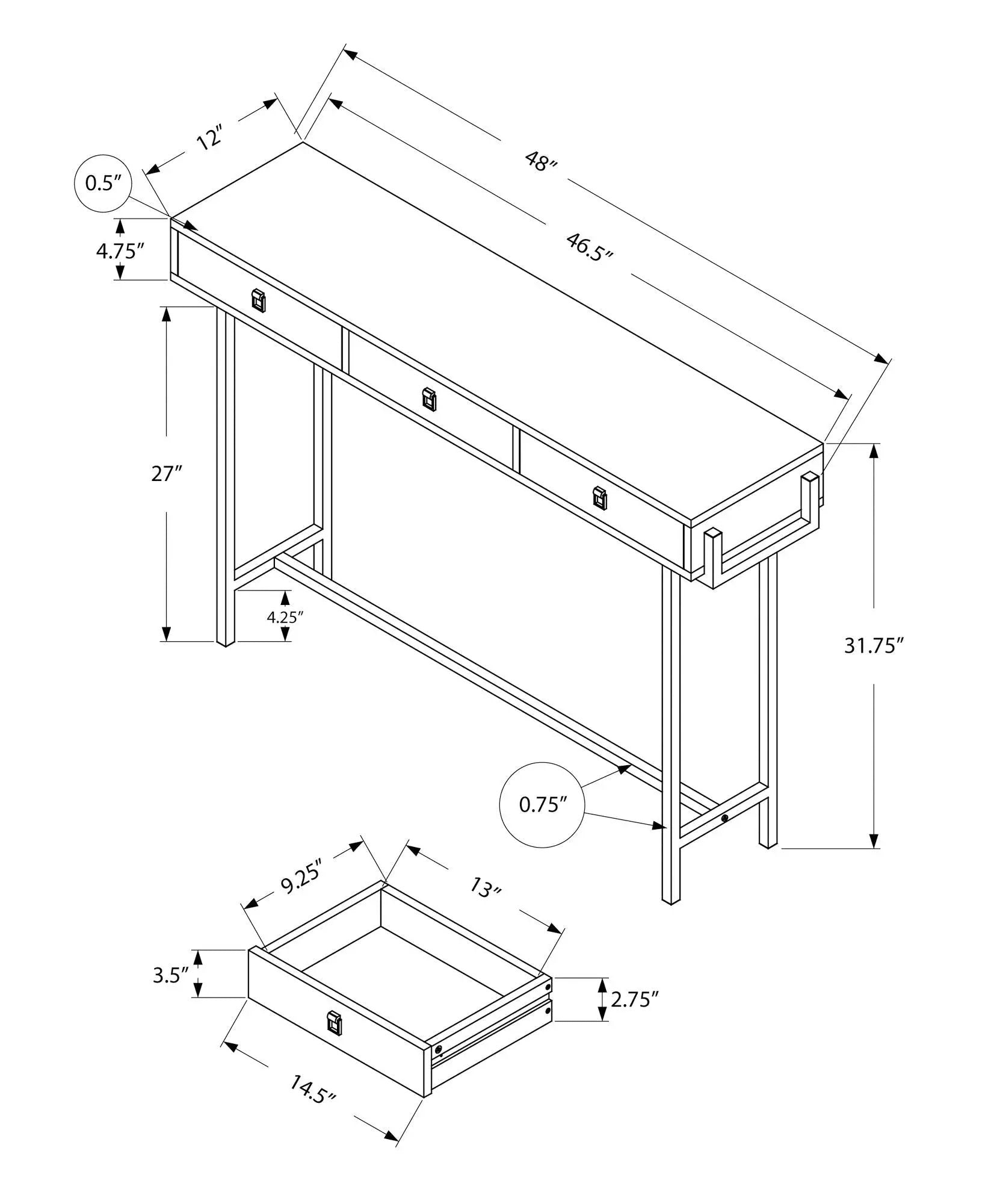 Accent Console Table For Entryway, Storage Drawer, Contemporary & Modern by Unique Piece Furniture
