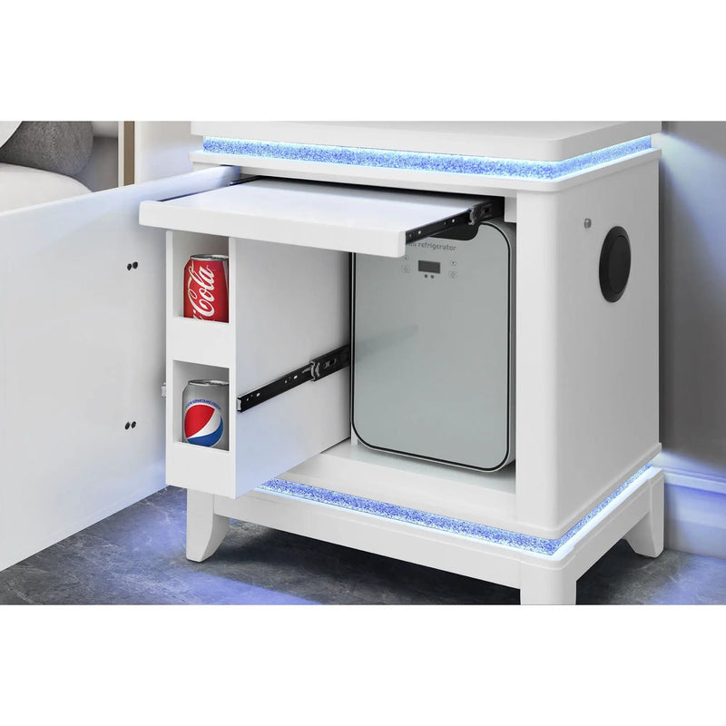 Adalid - Nightstand With Cooler, USB And Speaker - White by Unique Piece Furniture